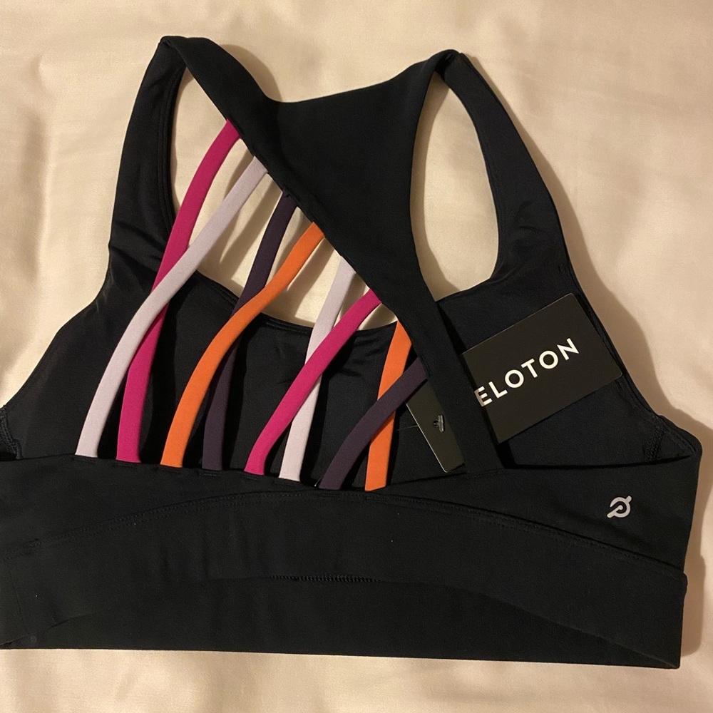 Peloton Women's Black Multicolor Logo Sports Bra - Picture 5 of 5